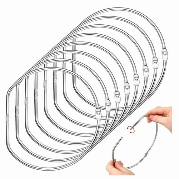 8Pcs 6In Loose Leaf Binder Book Rings D-Shaped Binder Rings Large Plated Steel Book Keychain Key Washi Tape Rings