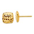 thumbnail image 1 of 14k Solid Yellow Gold Sparkle-Cut Square Post Earrings 8.6x8.6mm Wide Stud Earring for Women, 1 of 2