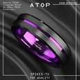 8/6mm Black Tungsten Carbide Thin Purple Line Wedding Band Ring Men