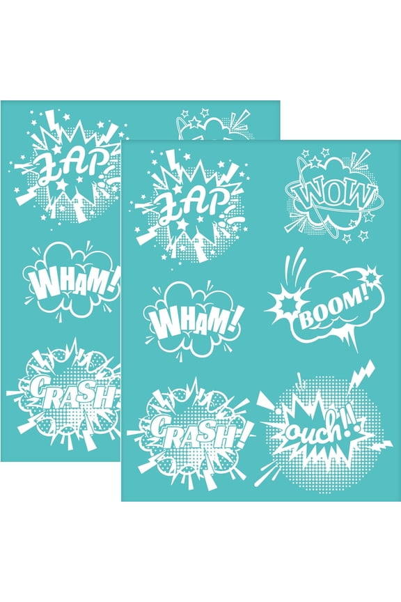 8.6x11 Inch Self-Adhesive Silk Screen Printing Stencil - Dialog Box Pattern Mesh Transfers Comic Book Style for Painting on Wood DIY T-Shirt Fabric - 2Pcs colorful