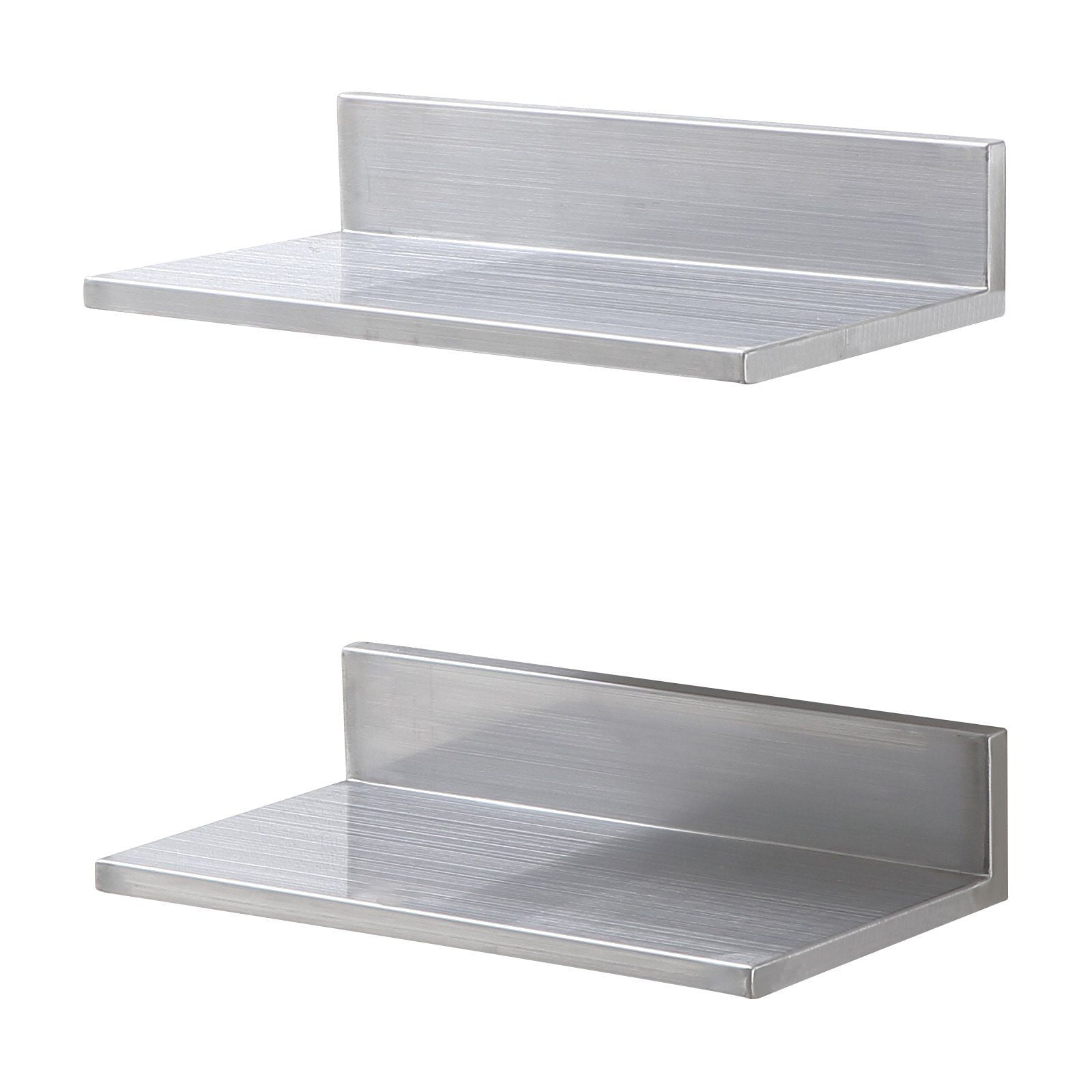 8.6x16 Inch Stainless Steel Wall Mounted Floating Shelf with Backsplash 44 lbs Load Capacity Heavy Duty Commercial Storage Rack for Restaurant Kitchen Bar Home Hotel
