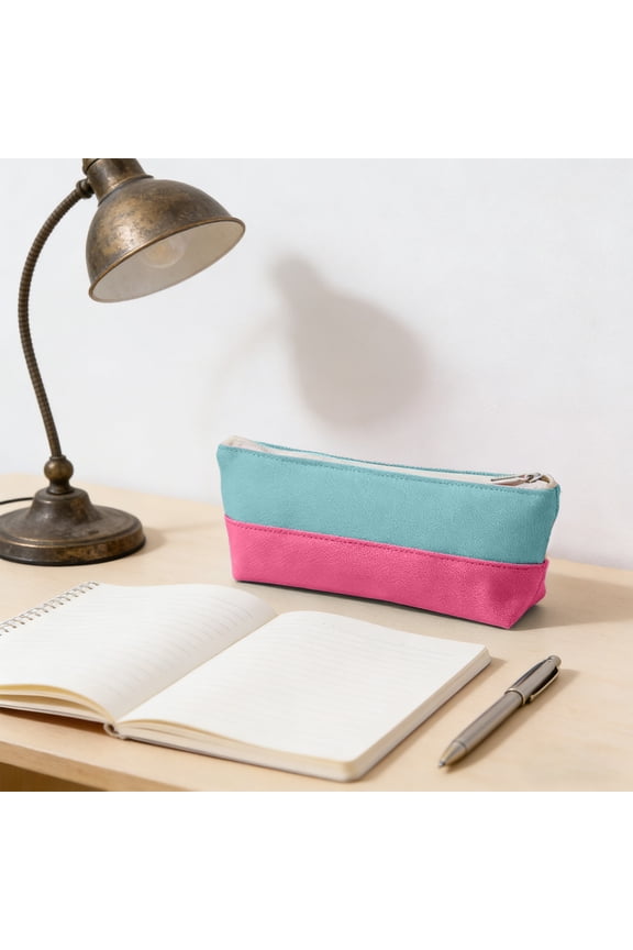 (8.6x3.7x1.3 In)Boat-Shaped Two-Tone Nylon-Spandex Blend Organizer Pouch,Water-Resistant Portable Storage Bag with Reinforced Zipper, for Office Supplies, Cosmetics & Travel Essentials.Blue