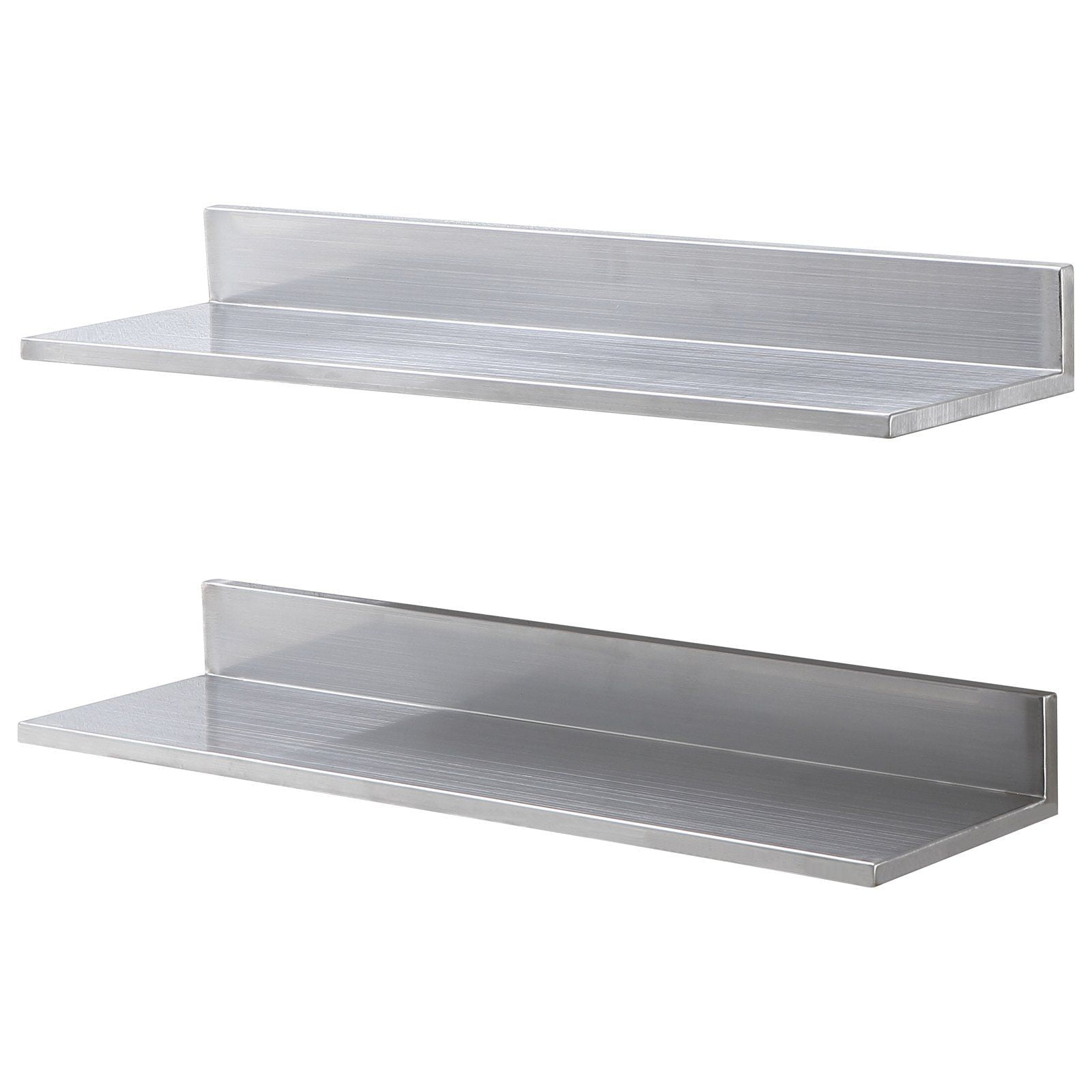 8.6x30 Inch Stainless Steel Wall Mounted Floating Shelf with Backsplash 44 lbs Load Capacity Heavy Duty Commercial Storage Rack for Restaurant Kitchen Bar Home Hotel