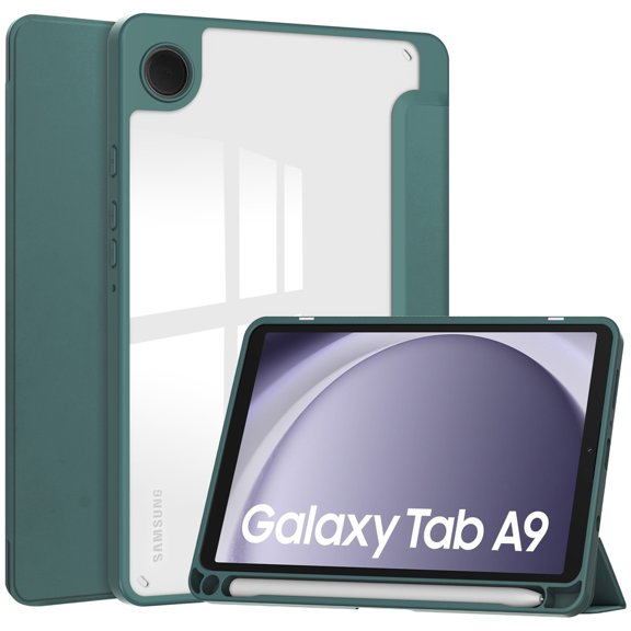 8.7/11-Inch Tablet Case For Samsung Galaxy Tab A9(SM-X110 / SM-X115) / A9 plus(X210/ SM-X216 / SM-X218) with Pen Slot / Wake Up Function Tri-folding Transparent Tablet Case