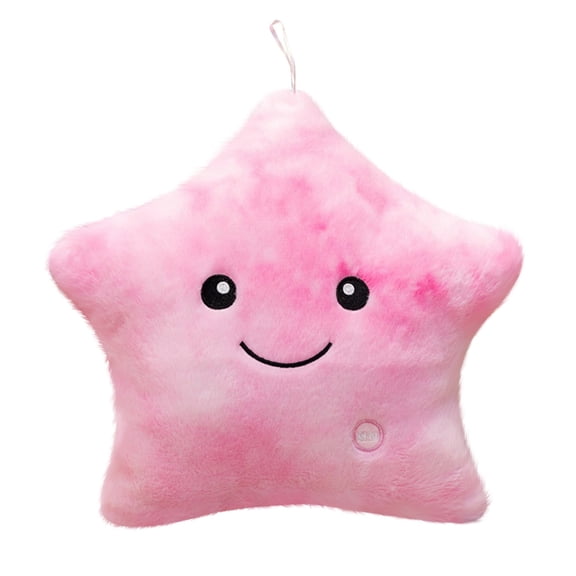 8.7-Inch Glowing Star Plush Toy, Soft LED Light Up Stuffed Star Pillow Cushion for Boys and Girlss, Cozy Bedroom Decor Gift Style #E131 Pink