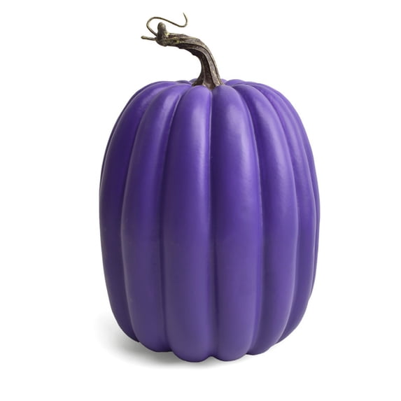 8.7 Inch Orange Plastic Pumpkins for Decorating - Large Artificial Foam Pumpkins for Fall Decor, Halloween, Thanksgiving, Paintable for DIY Crafts & Centerpieces