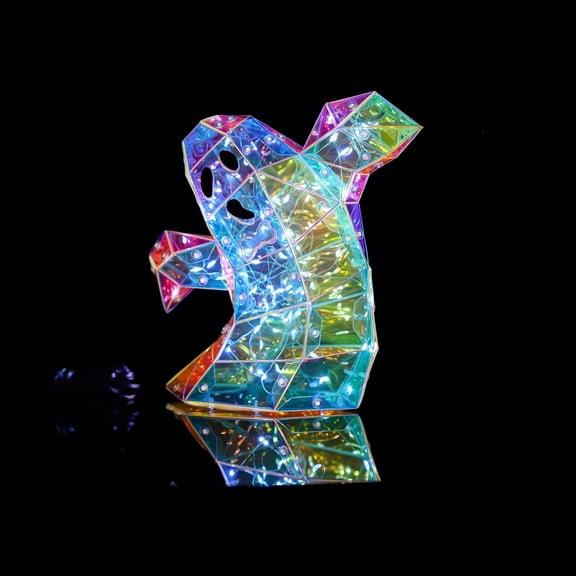 8.7'' Prismatic Iridescent Spooky Ghost, Halloween Ghost Decorations, LED Iridescent Ghost Light, Halloween Light Up Ghost, Halloween Decorations for Home