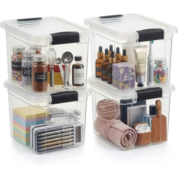 8.7 Quart Clear Plastic Storage Boxes with Lids, Stackable Organizer ...