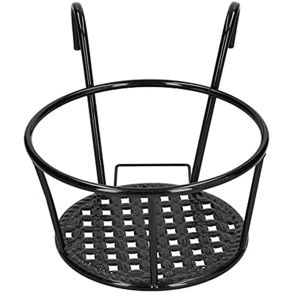 8.7'' Round Metal Hanging Railing Planters, Metal Iron Hanging Flower Pot Holders Stand Plant Basket Bucket Planter Shelf Containers for Balcony Deck Porch Over Railing Indoor Outdoor