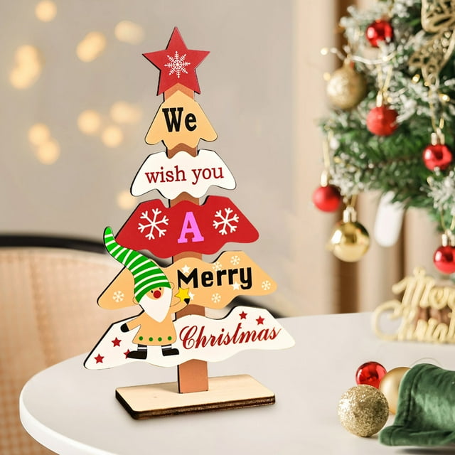 8.7" Wooden Christmas Tree Cutouts Embellishments Hanging Ornaments