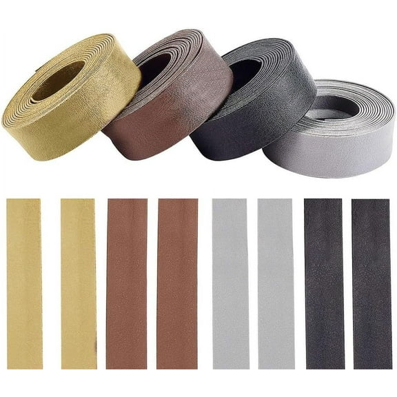 8.7 Yard PU Leather Trim 4 Colors Fold Over Trim Single Folded Bias Tape Binding Straps for Sewing Quilting Seaming Binding Hemming Piping Crafts Chair Decoration 0.79 Inch