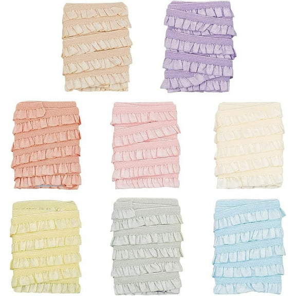 8.7 Yards Elastic Pleated Lace Trim 3/8 inch Wide Tiny Stretchy Ruffles Narrow Ruffle Edge Lace Ribbon Mini Lace Decoration