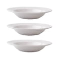 thumbnail image 1 of 8.7-inch Wide Rim Plastic Soup Bowl - Lead-Free White Pasta Bowls for Spaghetti, Salad, Stew, Rice Microwave & Dishwasher Safe - Scratch-Resistant and Heatproof Design Set of 3, 1 of 7