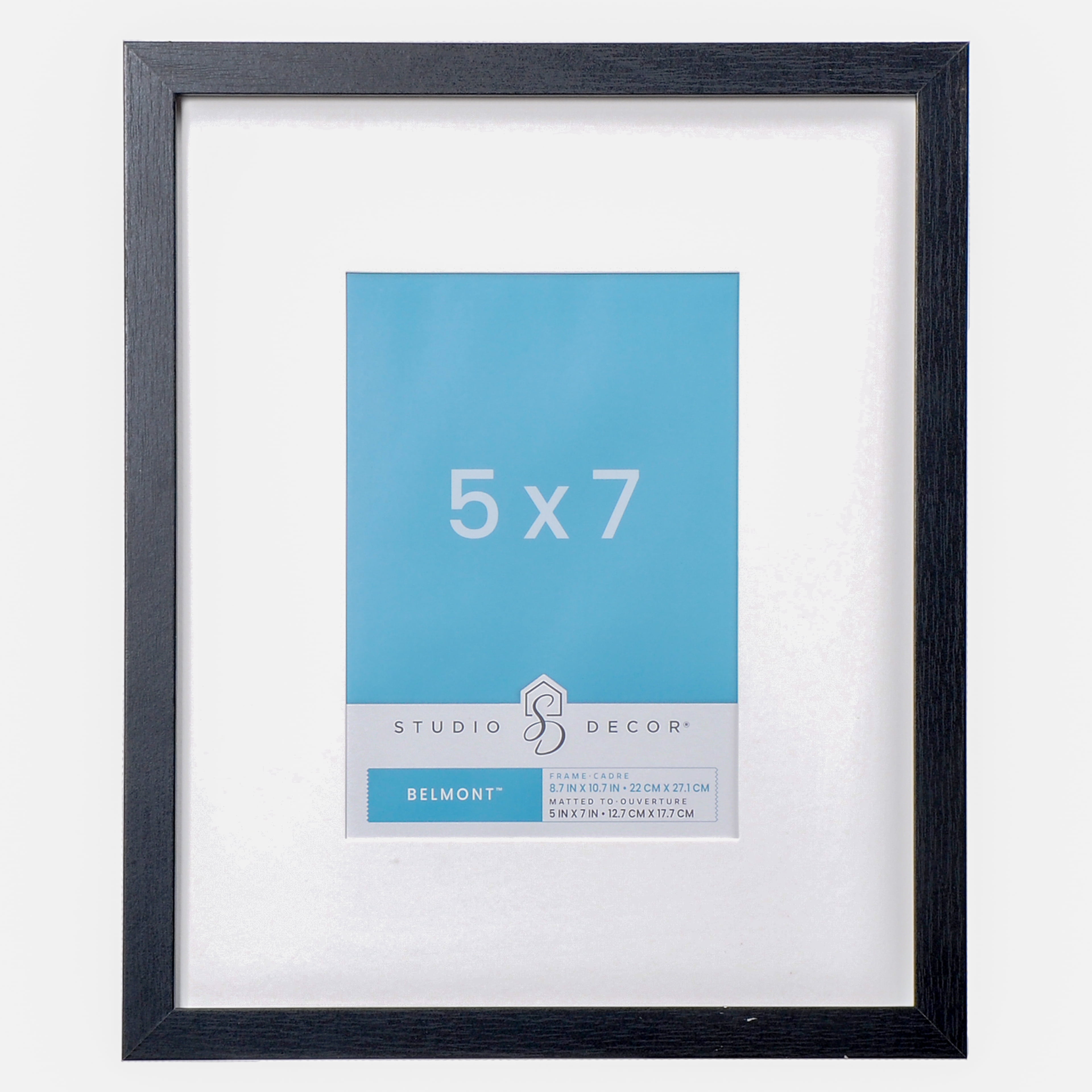 8.7" x 10.7" Black Narrow Picture Frame with White Mat