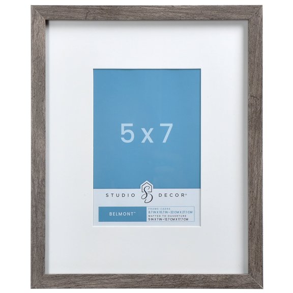 Studio Decor 8.7" x 10.7" Gray Narrow Belmont Picture Frame with Mat - Includes Pre-attached Hanging Hardware, Horizontal or Vertical Display - 1 Pack