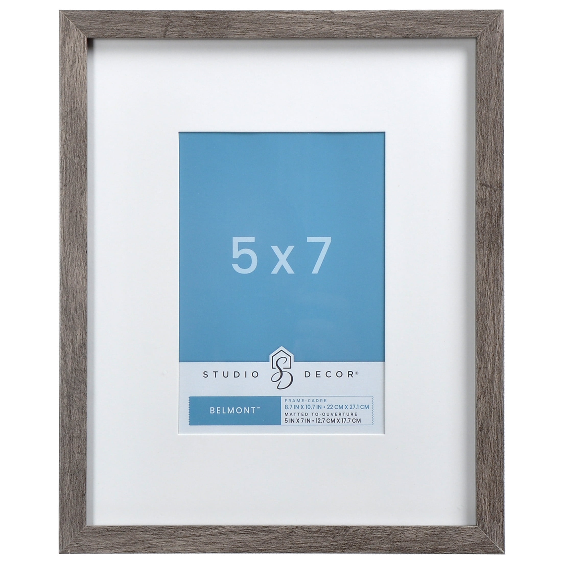 Gray Narrow Belmont Picture Frame with White Mat, 8.7" x 10.7"