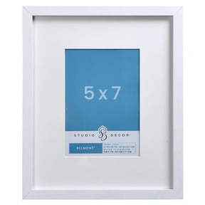 Studio Decor 8.7" x 10.7" White Narrow Belmont Picture Frame with Mat - Includes Pre-attached Hanging Hardware, Horizontal or Vertical Display - 1 Pack