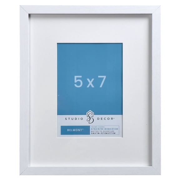 Studio Decor 8.7" x 10.7" White Narrow Belmont Picture Frame with Mat - Includes Pre-attached Hanging Hardware, Horizontal or Vertical Display - 1 Pack