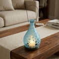 thumbnail image 1 of Northlight 8.75" Frosted Blue Hearts Glass Bottle Tea Light Candle Lantern Decoration, 1 of 5