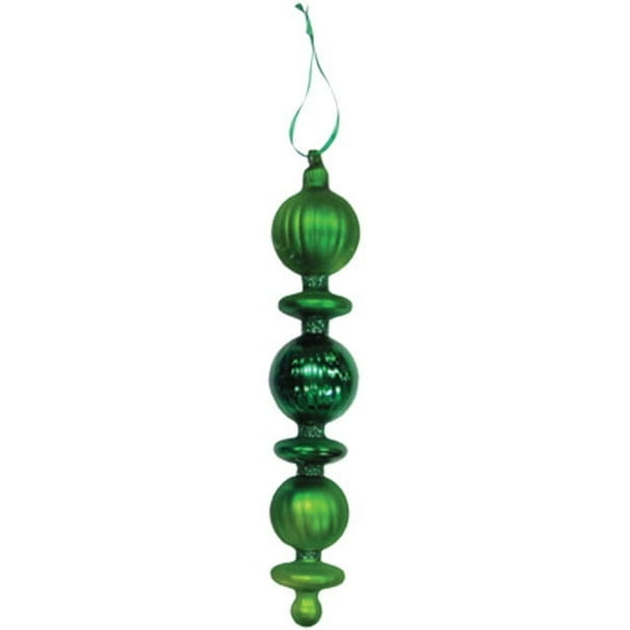 8.75" Green Glass Ball and Disc Christmas Finial by Christmas by Krebs