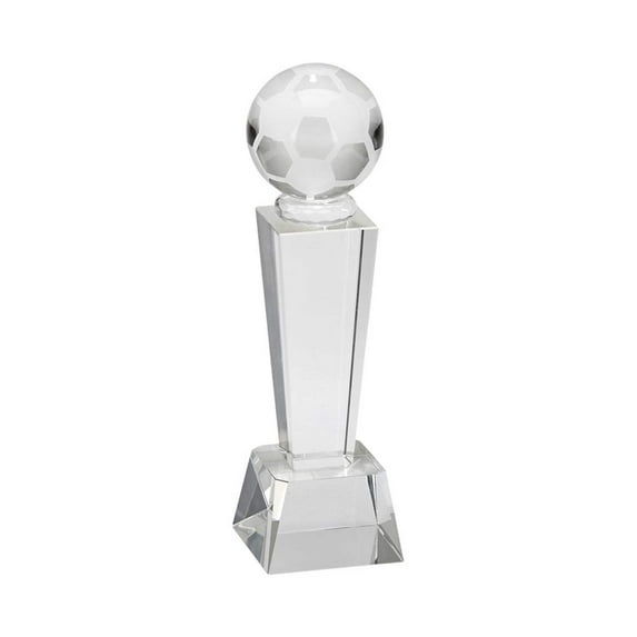 Contemporary Home Living 8.75" Obelisk Crystal Soccer Trophy