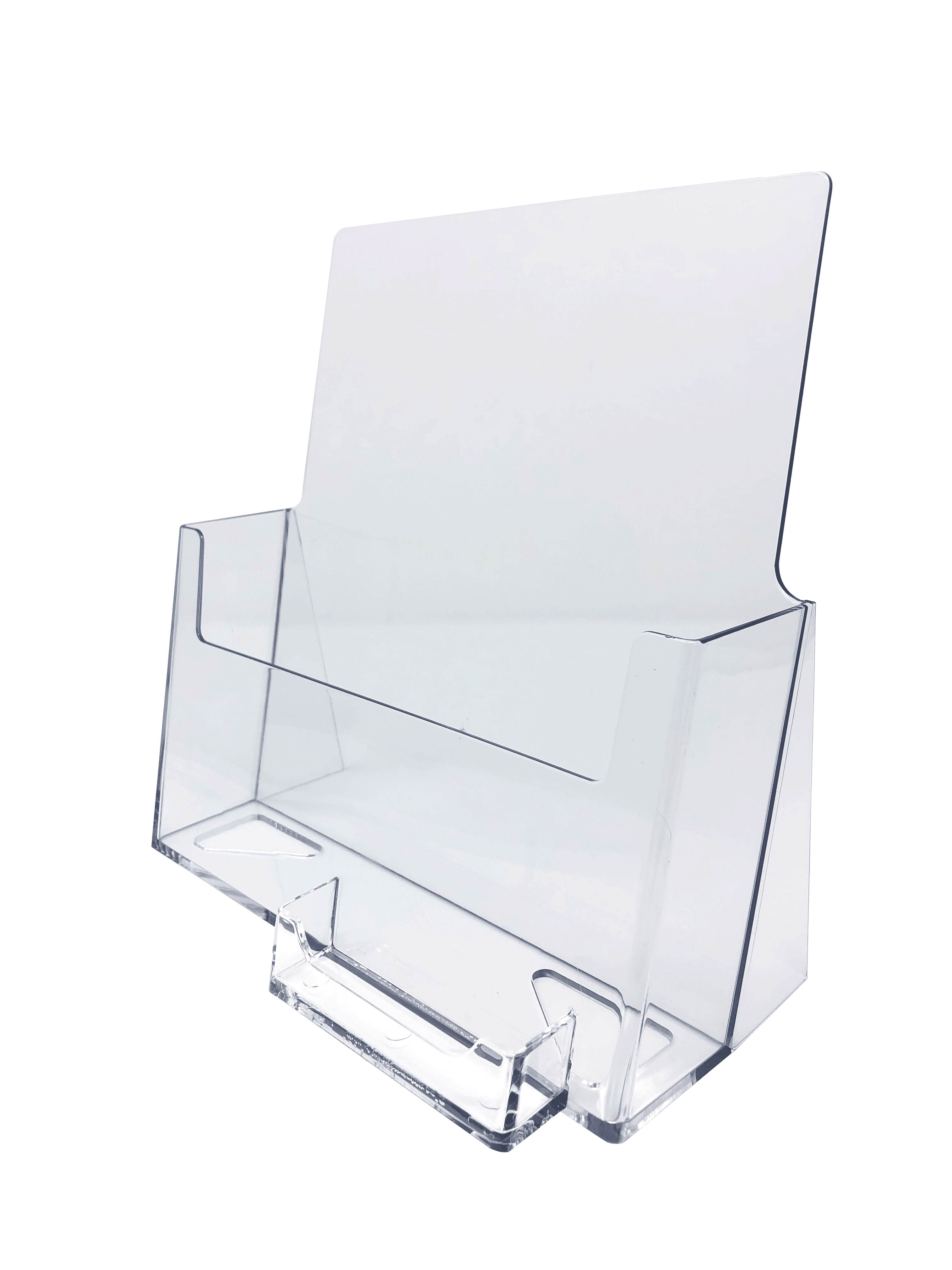 4-Pack Acrylic Sign Holders 8.5x11 Inches – L-Shaped Desktop Display Stand With Business Card Pocket