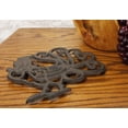thumbnail image 1 of 8.75" Wide Country Farm Rooster Chicken Cast Iron Trivet With Lace Scroll Design, 1 of 6