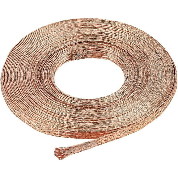 8.75 Yards 6mm Copper Wire Flat Copper Braid Cable Ground Strap Expandable Shielding Wire for Screening Signal Grounding and Reducing Noise 1mm Thick Rose Gold