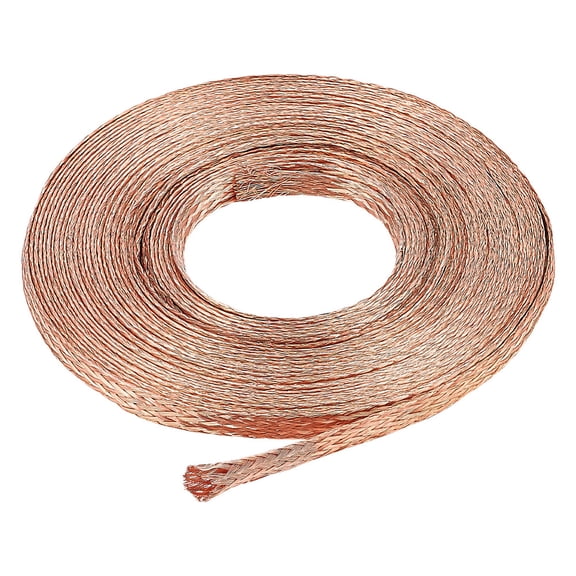 8.75 Yards 6mm Copper Wire Flat Copper Braid Cable Ground Strap Expandable Shielding Wire for Screening Signal Grounding and Reducing