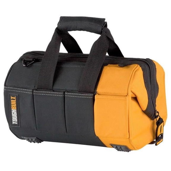 8.75 x 12 x 5.4 in. Polyester Massive Mouth Tool Bag with 32 Pocket, Black, Gray & Orange