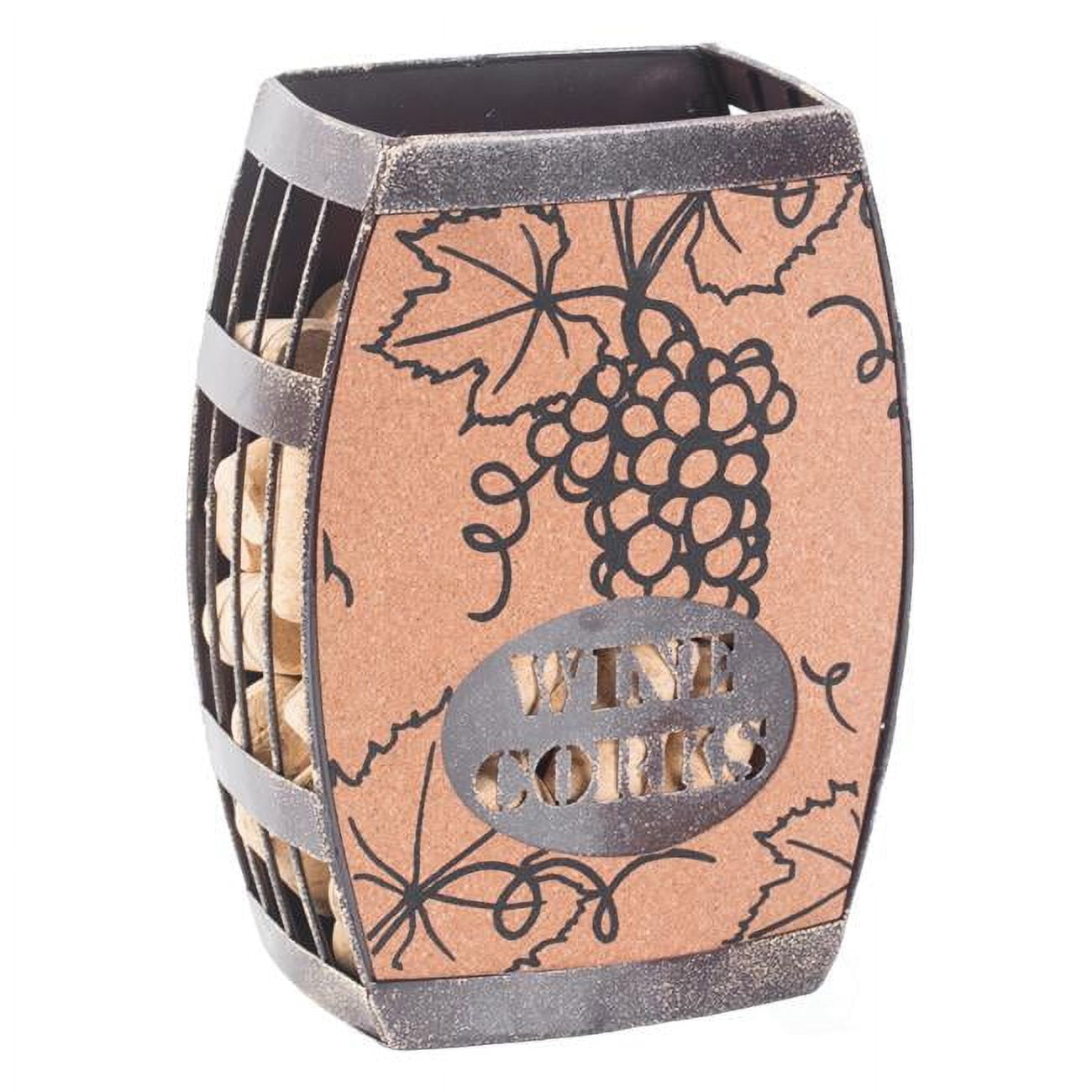 8.75 x 6 x 3.25 in. Vintage Decorative Metal Barrel Shaped Tabletop Countertop Wine Cork Holder, Bronze