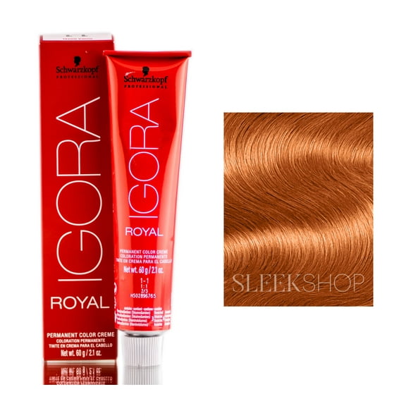 8-77 Light Blonde Copper Extra , Schwarzkopf Professional Igora Royal Permanent Hair Color Creme Dye (2.1 oz) Hair - Pack of 1 w/ Sleek Teasing Comb