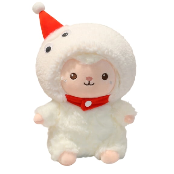 8.7in Four Leaf Clover Lamb Plush Toy, Soft Sheep Stuffed Animal, Lucky Clover Theme Farm Animal, White Fluffy Lamb Figurine, Cuddly Decorative Mascot Animal Pillow