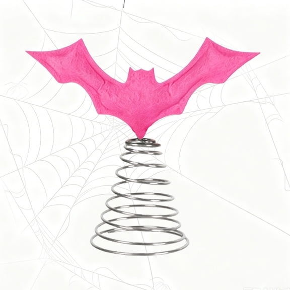8.7inch Halloween Bat Tree Topper, Pink Bat Desktop Figurine, Cute Party Decoration for Home Living Room Table Display