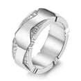 thumbnail image 1 of 8.7mm Gold/Silver Rhinestone Band Men's Stainless Steel Polished Ring Size 7-12, 1 of 7