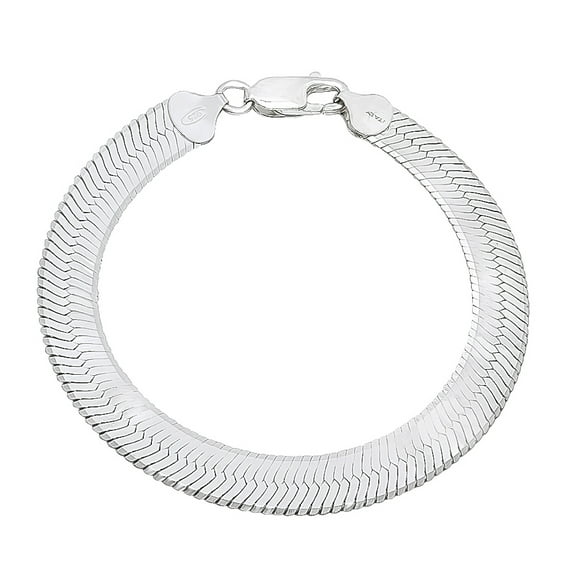 8.7mm Solid .925 Sterling Silver Flat Herringbone Chain Bracelet, 8 inches