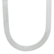 THE BLING FACTORY 8.7mm Solid .925 Sterling Silver Flat Herringbone Choker Chain Necklace, 18 inches