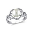thumbnail image 1 of 8-8.5mm White Freshwater Cultured Pearl Heart Ring in Sterling Silver for Women, 1 of 5
