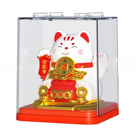 8*8*9.9CM Solar Powered Automatic Hand-Waving Fortune Cat Front Desk Ornament