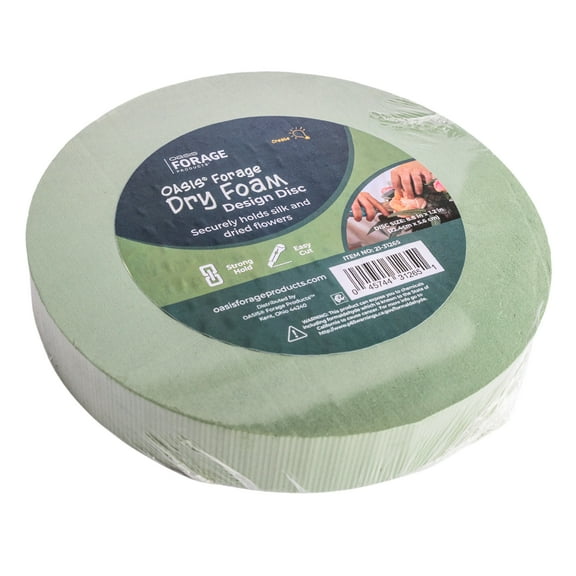 OASIS® Forage Dry Floral Foam Disc Craft Base, Round Disc 8.8 inch x 1.25 inch