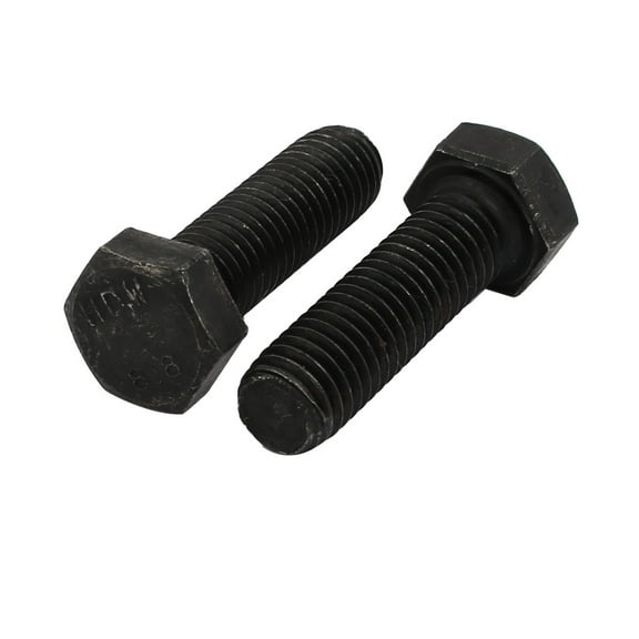 8.8 Grade M12x40mm Full Threaded Left Hand Thread Hex Head Bolt Black 2pcs