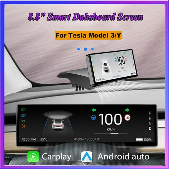 8.8 Inch Smart Dahsboard Wireless Carplay Screen For Tesla Model 3 & Y Support Carplay Andriod Auto Free Air Vent Camera