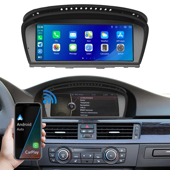 8.8 Inch Touch Screen Car Radio Wireless Carplay for BMW 5 Series E60 E61 2008-2010 with CIC System Android Auto Mirrorlink/Bluetooth/Siri/GPS Car Audio Receiver