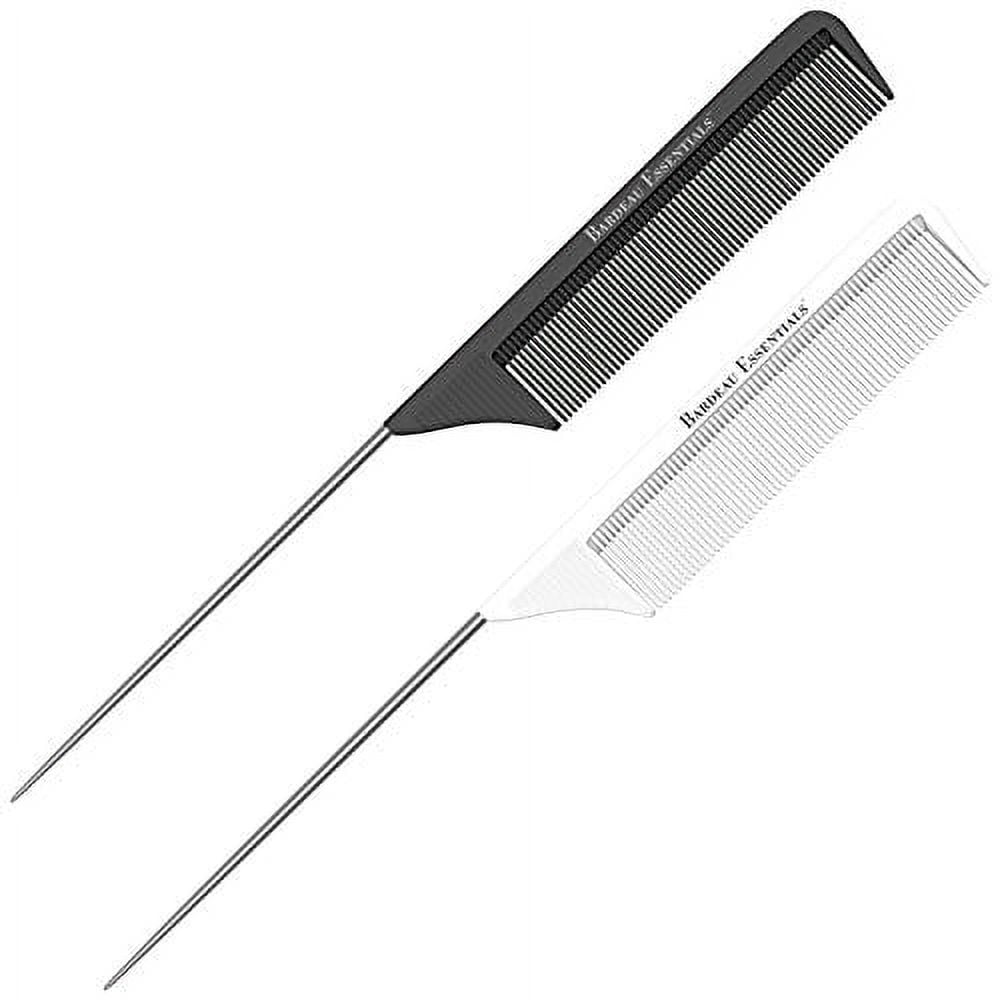 8.8 Inch White and Black Metal Tail Comb (2 Pack) Carbon Fiber and ...