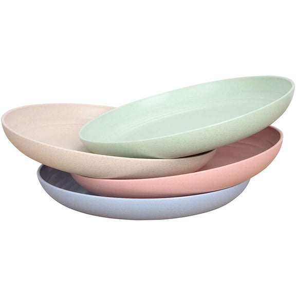 8.8 Inches Unbreakable Wheat Straw Plates - Reusable Plate Set - Dishwasher & Microwave Safe - Perfect for Dinner Dishes - Healthy, BPA Free & Eco-Friendly (8.8 Inches)