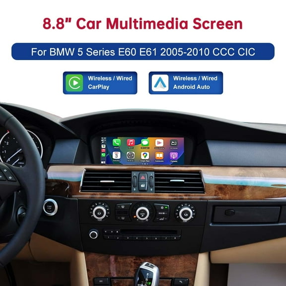 8.8 inch Car Touchscreen for BMW 5 Series E60 E61 2005-2008 with CCC System Car TouchScreen Wireless CarPlay Android Auto Car Stereo Multimedia Radio Receiver Bluetooth