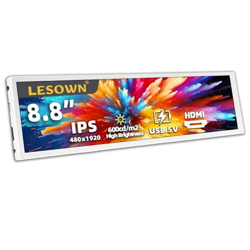 8.8 inch Stretched Bar LCD Temp CPU GPU Data Monitor 1920x480 IPS Wide ...