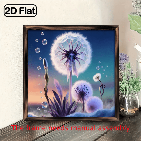 8*8 inch wooden frame painting - Fantasy Dandelion Bubble. It can be used as a home decoration item or as a wonderful gift.