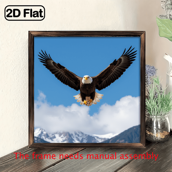 8*8 inch wooden frame painting - Majestic Bald Eagle. It can be used as a home decoration item or as a wonderful gift.