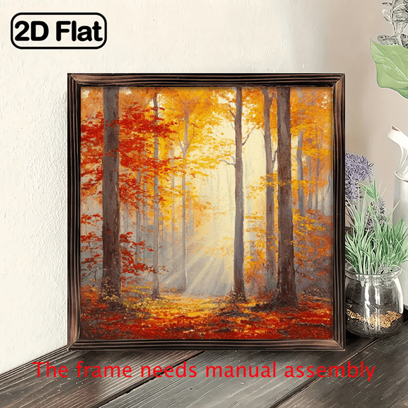 8*8 inch wooden frame painting - Splendid Autumn Forest. It can be used as a home decoration item or as a wonderful gift.
